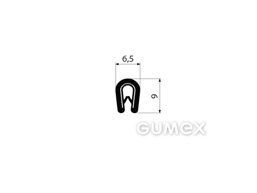 Profil U-PIRELI mit Metallverstärkung ohne Bauch A1013, 78°ShA, PVC, -25°C/+70°C, schwarz, 